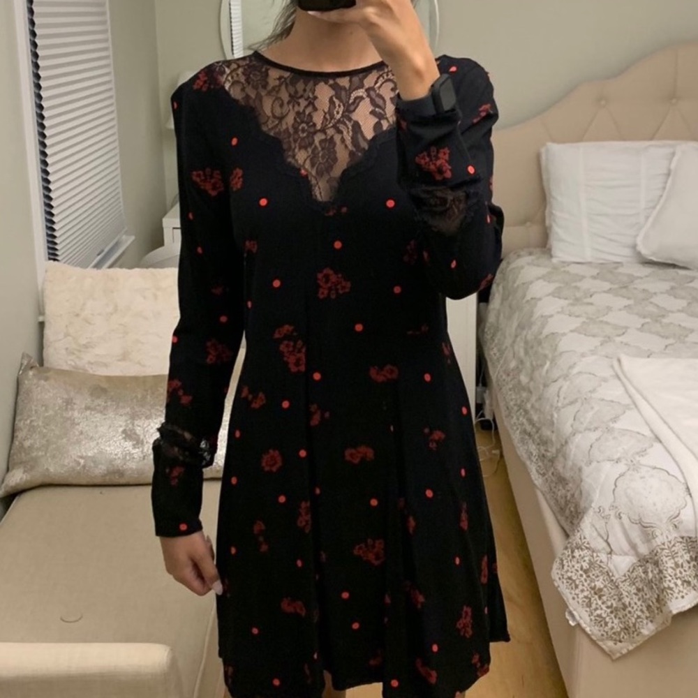 Express black patterned dress